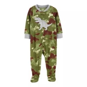 NWT Toddler Boy Carter's Camo Dinosaur Fleece Footed Pajamas